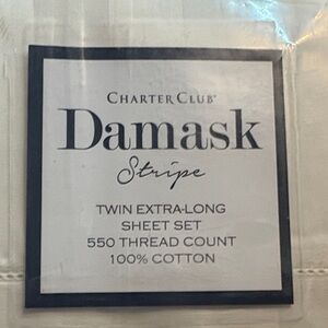 Charter Club White Damask Stripe Sheet Set